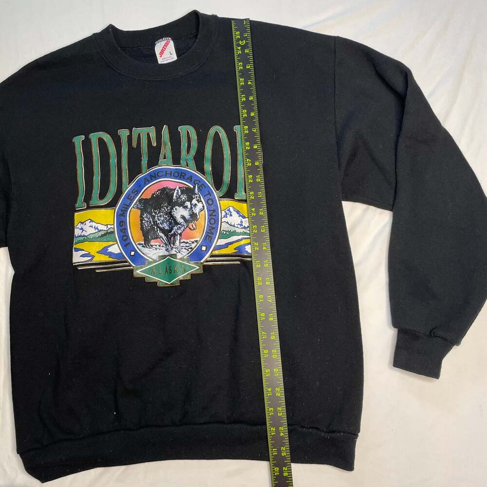 Vintage Iditarod Alaska Crewneck Sweatshirt Black Large Made USA - Picture 3 of 6